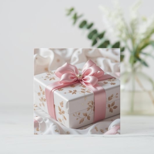 lovely silk pink gift box 招待状 (スタンド正面)