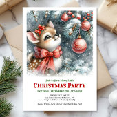 Lovely snowy forest baby deer Christmas invite   招待状