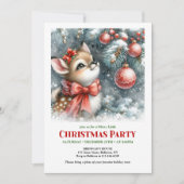 Lovely snowy forest baby deer Christmas invite   招待状 (正面)