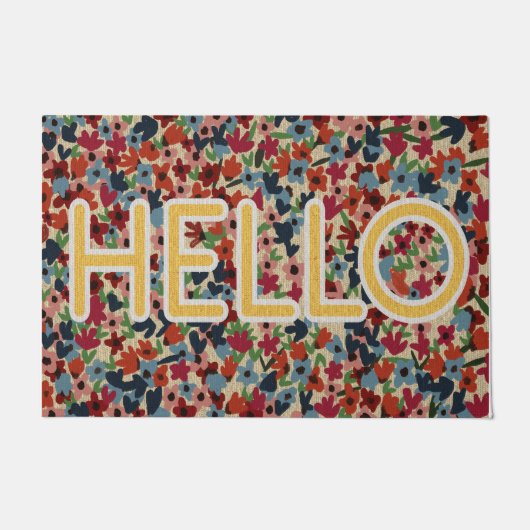  Lovely Spring Flowers Doormat, Hello   ドアマット (正面)
