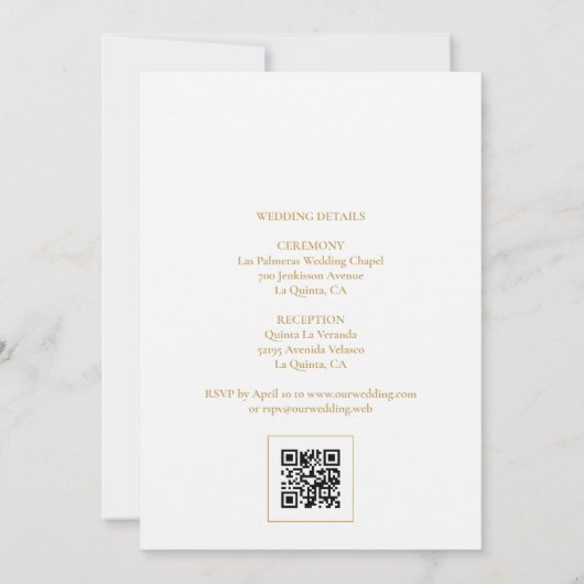 Lovely Spring Green & Beige Floral Arch Wedding 招待状 (裏面)