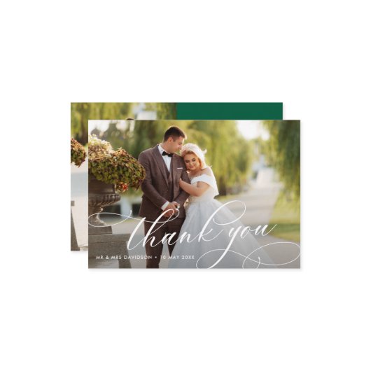 Lovely Stylish Calligraphy Wedding  サンキューカード (正面/裏面インサイチュ)