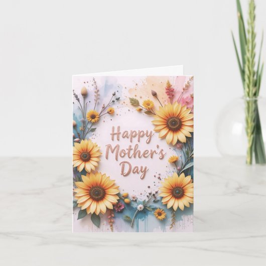Lovely Sunflowers 3D Mother's Day カード (正面)