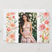 Lovely Sweet Floral Garland Spanish Photo Mis XV 招待状 (正面)