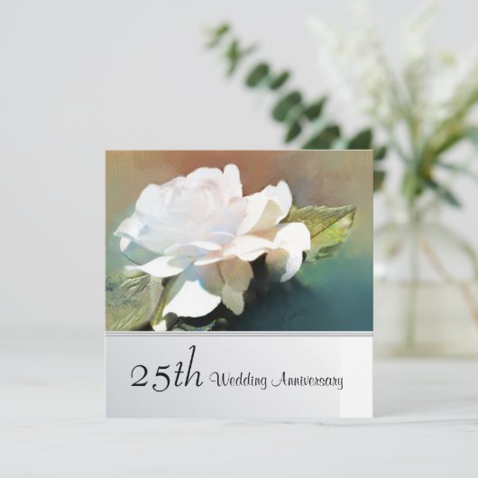 Lovely Tea Rose 25th Wedding Anniversary 招待状 (スタンド正面)