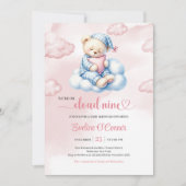 Lovely Teddy Bear Baby Shower Invite Cloud 9 Theme 招待状 (正面)