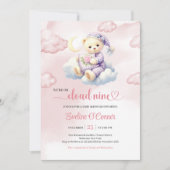 Lovely Teddy Bear Baby Shower Invite Cloud Nine   招待状 (正面)