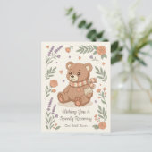 Lovely Teddy Bear with Bandage Get Well Soon ポストカード (スタンド正面)