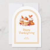 Lovely Thanksgiving Cupcakes Photo Family 招待状 (正面)