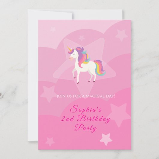  Lovely Unicorn Birthday Invitation 招待状 (正面)