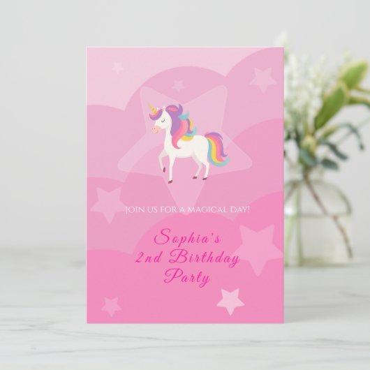  Lovely Unicorn Birthday Invitation 招待状 (スタンド正面)