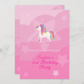  Lovely Unicorn Birthday Invitation 招待状 (正面/裏面)