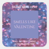Lovely Valentine Candle Label Editable Design スクエアシール (正面)