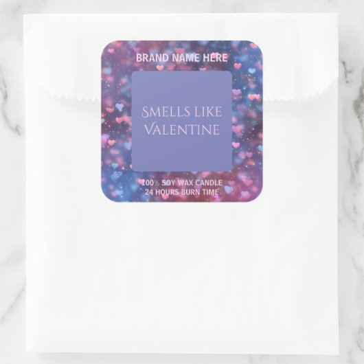 Lovely Valentine Candle Label Editable Design スクエアシール (バッグ)