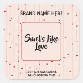 Lovely Valentine Candle Label With Editable Text  スクエアシール (正面)