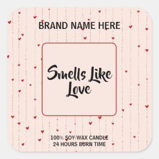 Lovely Valentine Candle Label With Editable Text  スクエアシール