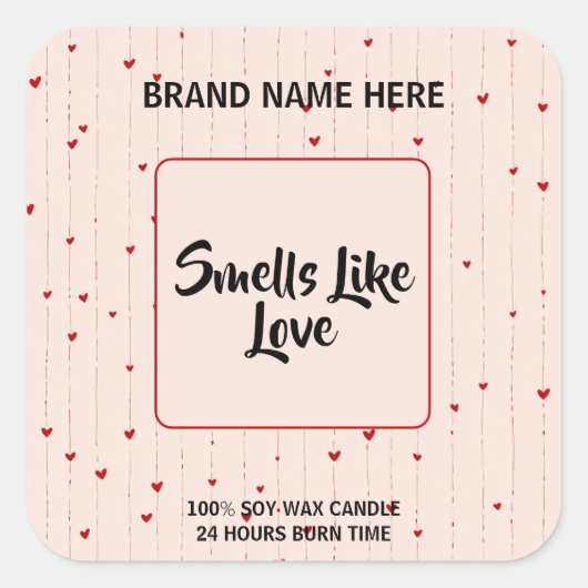 Lovely Valentine Candle Label With Editable Text  スクエアシール (正面)
