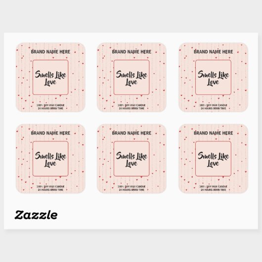 Lovely Valentine Candle Label With Editable Text  スクエアシール (シート)