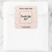 Lovely Valentine Candle Label With Editable Text  スクエアシール (バッグ)