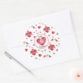 Lovely Valentine's Day Pattern | Monogrammed ラウンドシール (封筒)