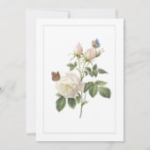  lovely vintage 白いバラと蝶のウェディング 招待状 (裏面)