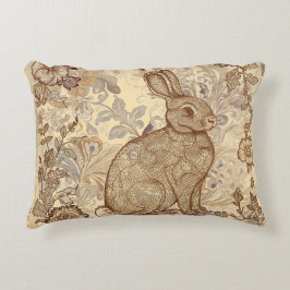 Lovely Vintage Rabbit, A Rabbit Amidst the Blooms アクセントクッション