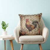 Lovely Vintage Rooster and Flowers Pattern クッション (椅子)
