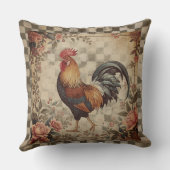 Lovely Vintage Rooster and Flowers Pattern クッション (裏面)