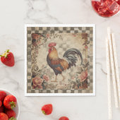 Lovely Vintage Rooster and Flowers Pattern スタンダードランチョンナプキン (インサイチュ)