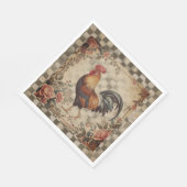 Lovely Vintage Rooster and Flowers Pattern スタンダードランチョンナプキン (角)