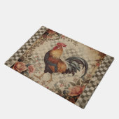 Lovely Vintage Rooster and Flowers Pattern  ドアマット (アングル)
