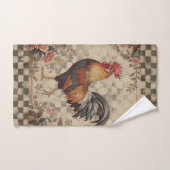 Lovely Vintage Rooster and Flowers Pattern  バスタオルセット (ハンドタオル)