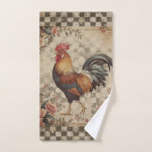 Lovely Vintage Rooster and Flowers Pattern  バスタオルセット (ハンドタオル)