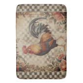 Lovely Vintage Rooster and Flowers Pattern  バスマット (正面縦)