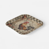 Lovely Vintage Rooster and Flowers Pattern ペーパープレート (傾斜あり)