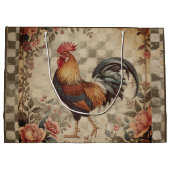Lovely Vintage Rooster and Flowers Pattern  ラージペーパーバッグ (裏面)