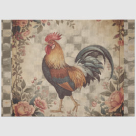 Lovely Vintage Rooster and Flowers Pattern  薄葉紙