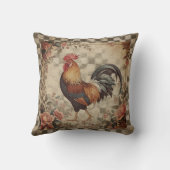 Lovely Vintage Rooster ,Flowers Pattern, Checke クッション (裏面)