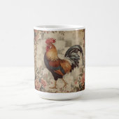 Lovely Vintage Rooster ,Flowers Pattern, Checke コーヒーマグカップ (中央)