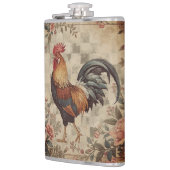 Lovely Vintage Rooster ,Flowers Pattern, Checke フラスク (左)