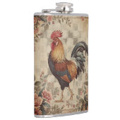 Lovely Vintage Rooster ,Flowers Pattern, Checke フラスク (右)