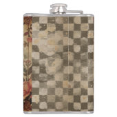 Lovely Vintage Rooster ,Flowers Pattern, Checke フラスク (裏面)