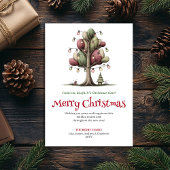 Lovely Whimsical Christmas Tree Hand Drawn Card シーズンカード