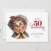 Lovely Whimsical Woman 50th Birthday Humor Greetin 招待状 (正面)