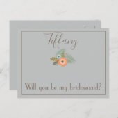 Lovely Will You be my bridesmaidフローラ ポストカード (正面/裏面)