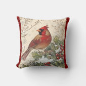 Lovely Winter Cardinal Throw Pillow クッション (正面)