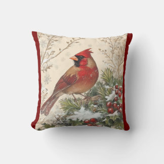Lovely Winter Cardinal Throw Pillow クッション