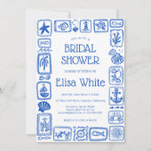 LoveNotes from Sea モダンカスタムブライダルシャワー 招待状 (正面)