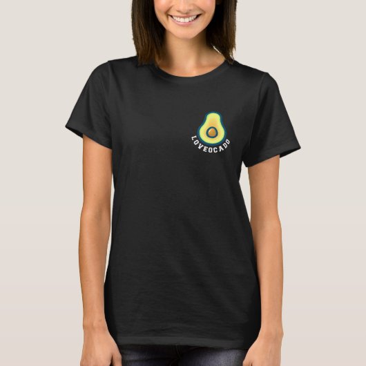 Loveocado – アボカドとヘルシービーガンのデザイン tシャツ (正面)