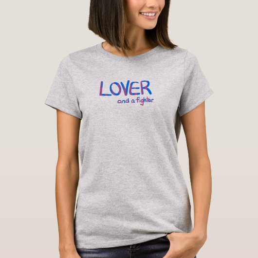 Lover and a fighter in blue and pink tシャツ (正面)